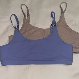 Ivivva Blue and tan Sports Bra Set. Both size 12. No padding. Great condition.